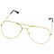 Clear Lens Costume Glasses - 70's Style Aviator Gold Wire Rimmed Clear Sunglasses for Adults and Kids